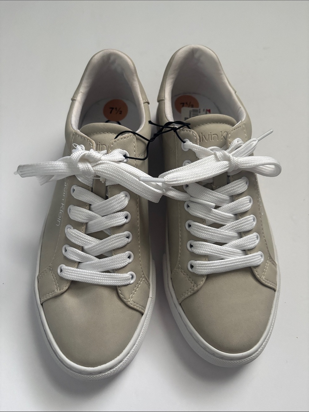 Calvin Klein Women's Sneakers in Light Beige with White Laces